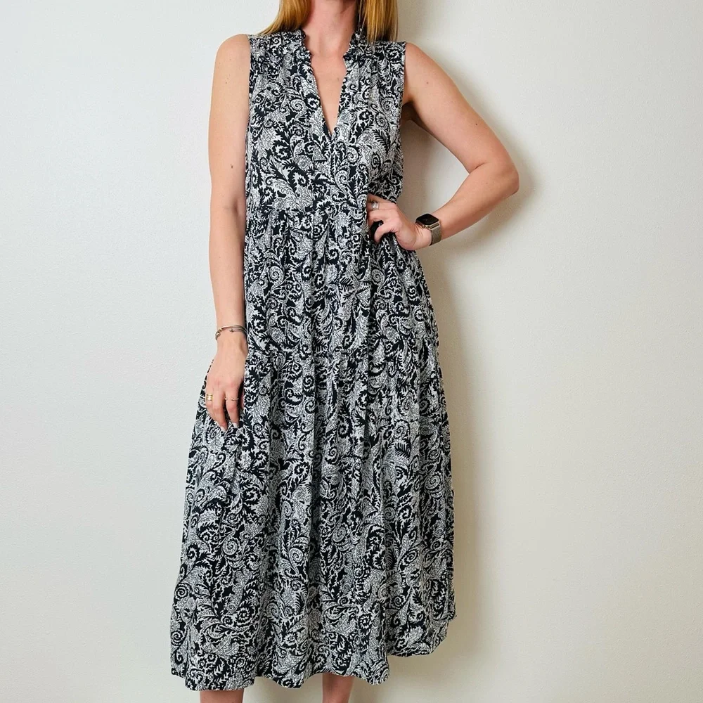 Maeve by Anthropologie Marya Tiered Boho Floral Paisley Lightweight Maxi Dress